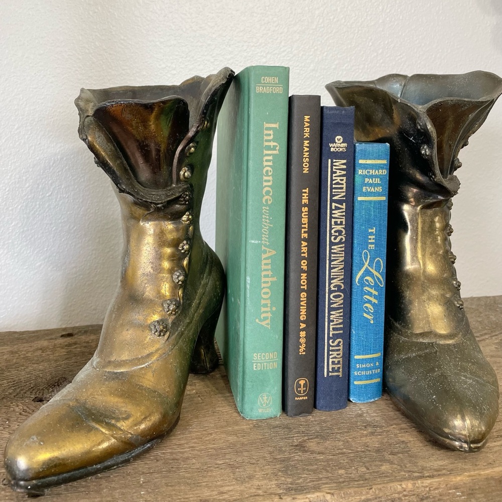 Mid-Century Brass Victorian Boot Vase home decor SET